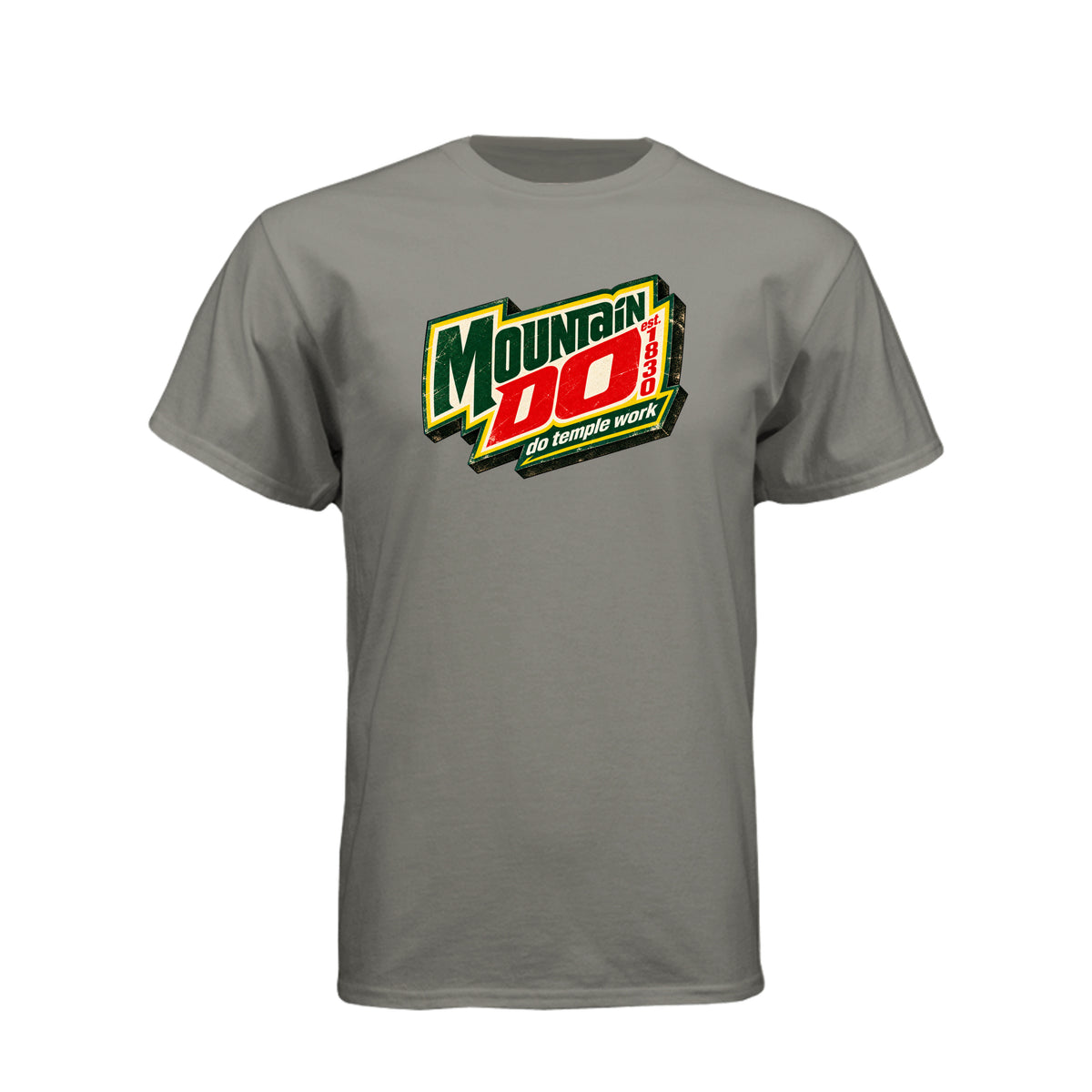 Mountain Do Temple Work LDS t-shirt featuring temple attendance message and humor