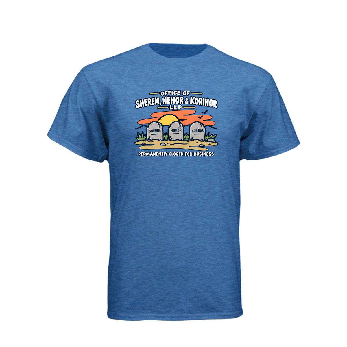 Sherem Nehor Korihor Closed LDS t-shirt featuring Book of Mormon anti-Christ humor about false teachings - product view 3