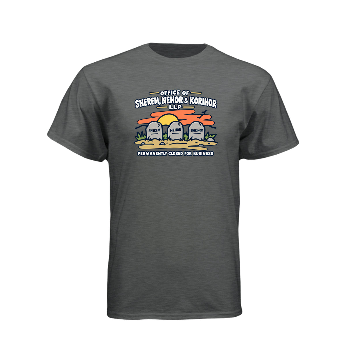 Sherem Nehor Korihor Closed LDS t-shirt featuring Book of Mormon anti-Christ humor about false teachings - product view 5