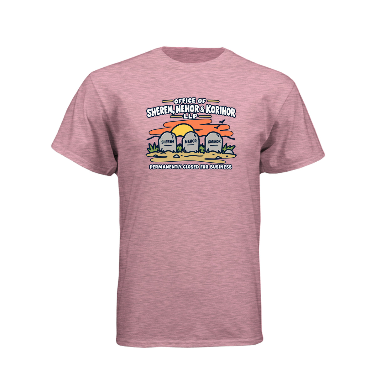Sherem Nehor Korihor Closed LDS t-shirt featuring Book of Mormon anti-Christ humor about false teachings - product view 6