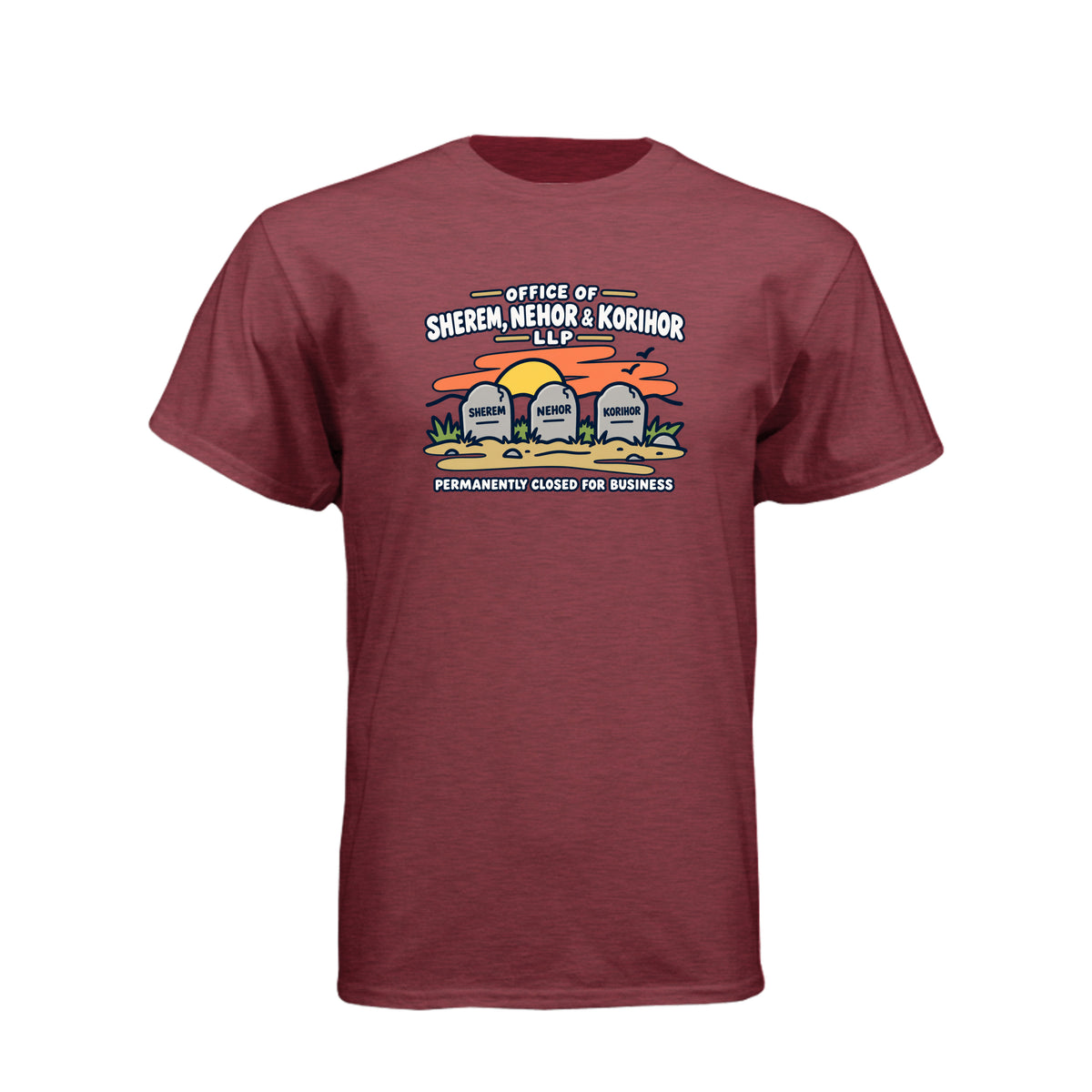 Sherem Nehor Korihor Closed LDS t-shirt featuring Book of Mormon anti-Christ humor about false teachings - product view 8