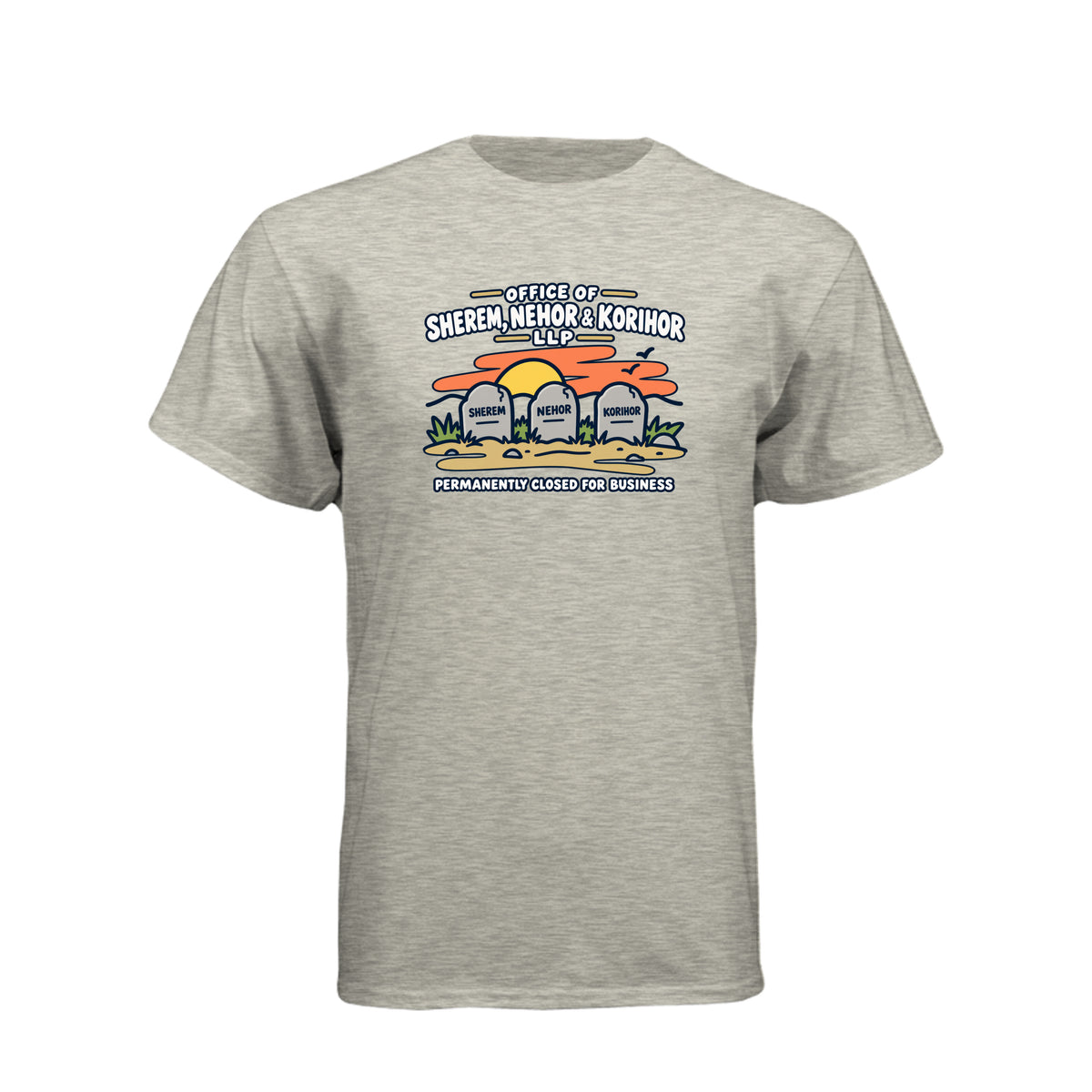 Sherem Nehor Korihor Closed LDS t-shirt featuring Book of Mormon anti-Christ humor about false teachings - product view 10