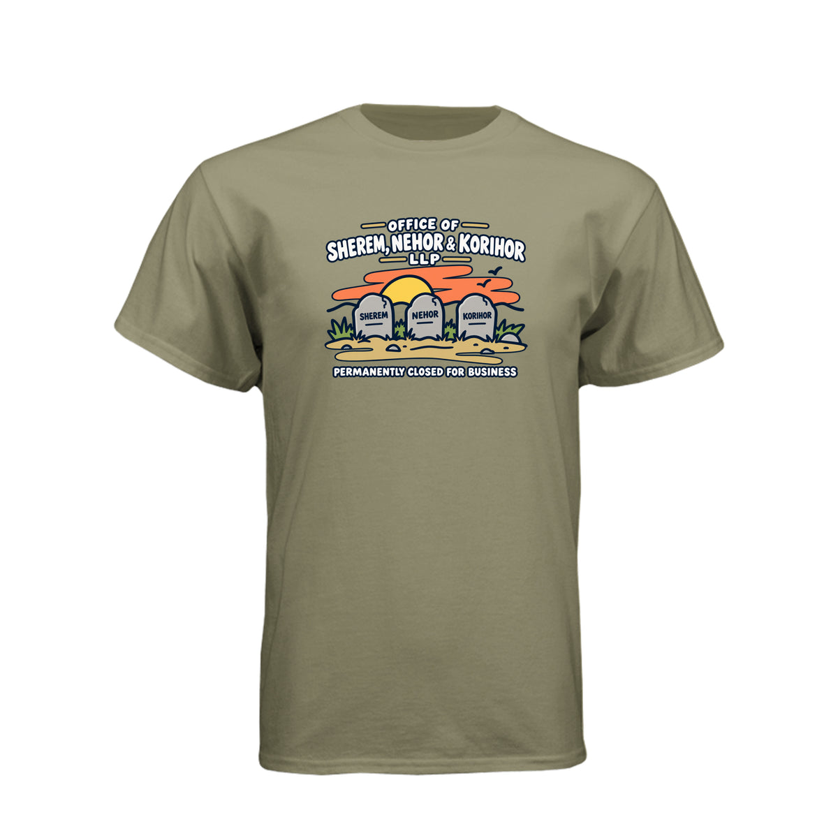 Sherem Nehor Korihor Closed LDS t-shirt featuring Book of Mormon anti-Christ humor about false teachings - product view 11