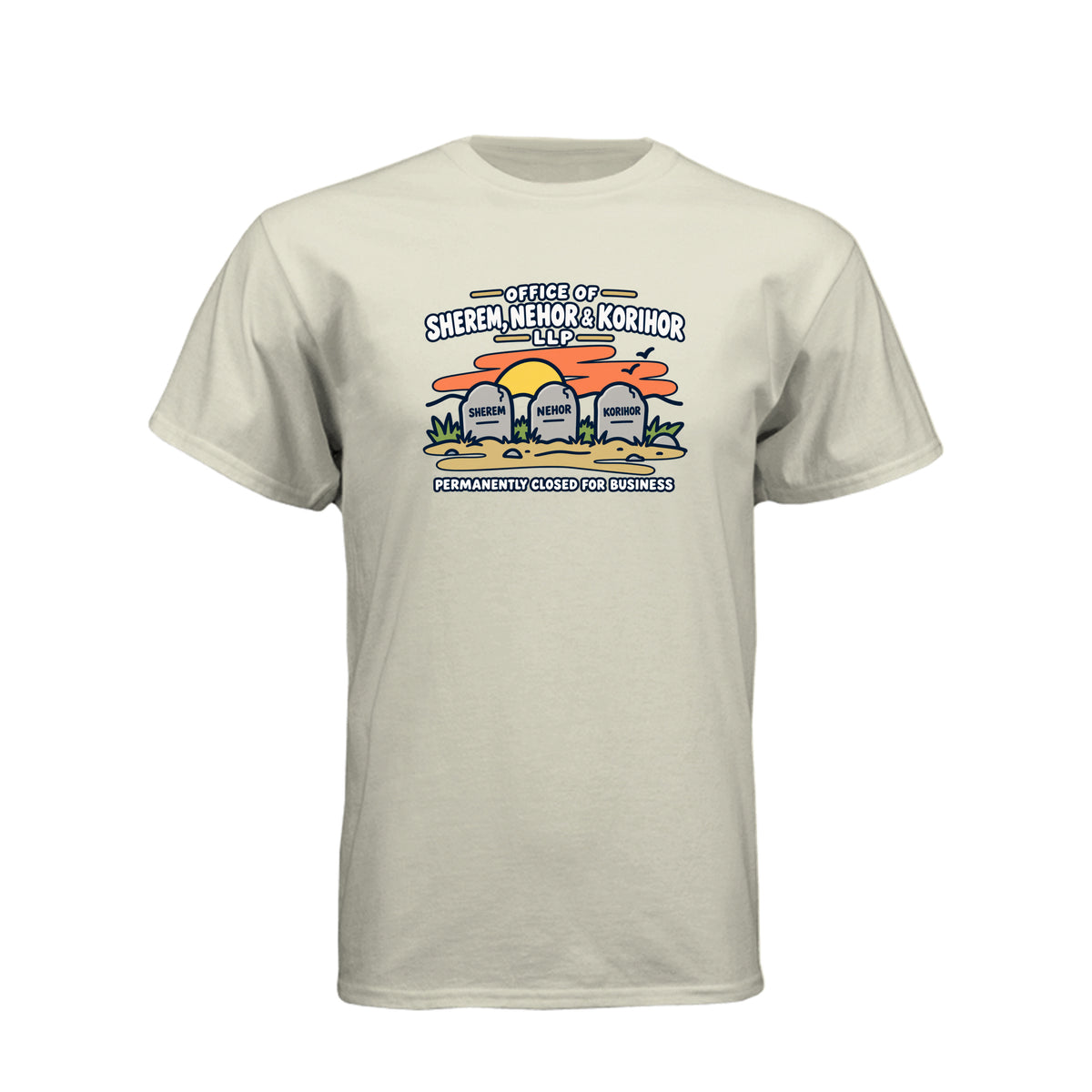 Sherem Nehor Korihor Closed LDS t-shirt featuring Book of Mormon anti-Christ humor about false teachings - product view 13