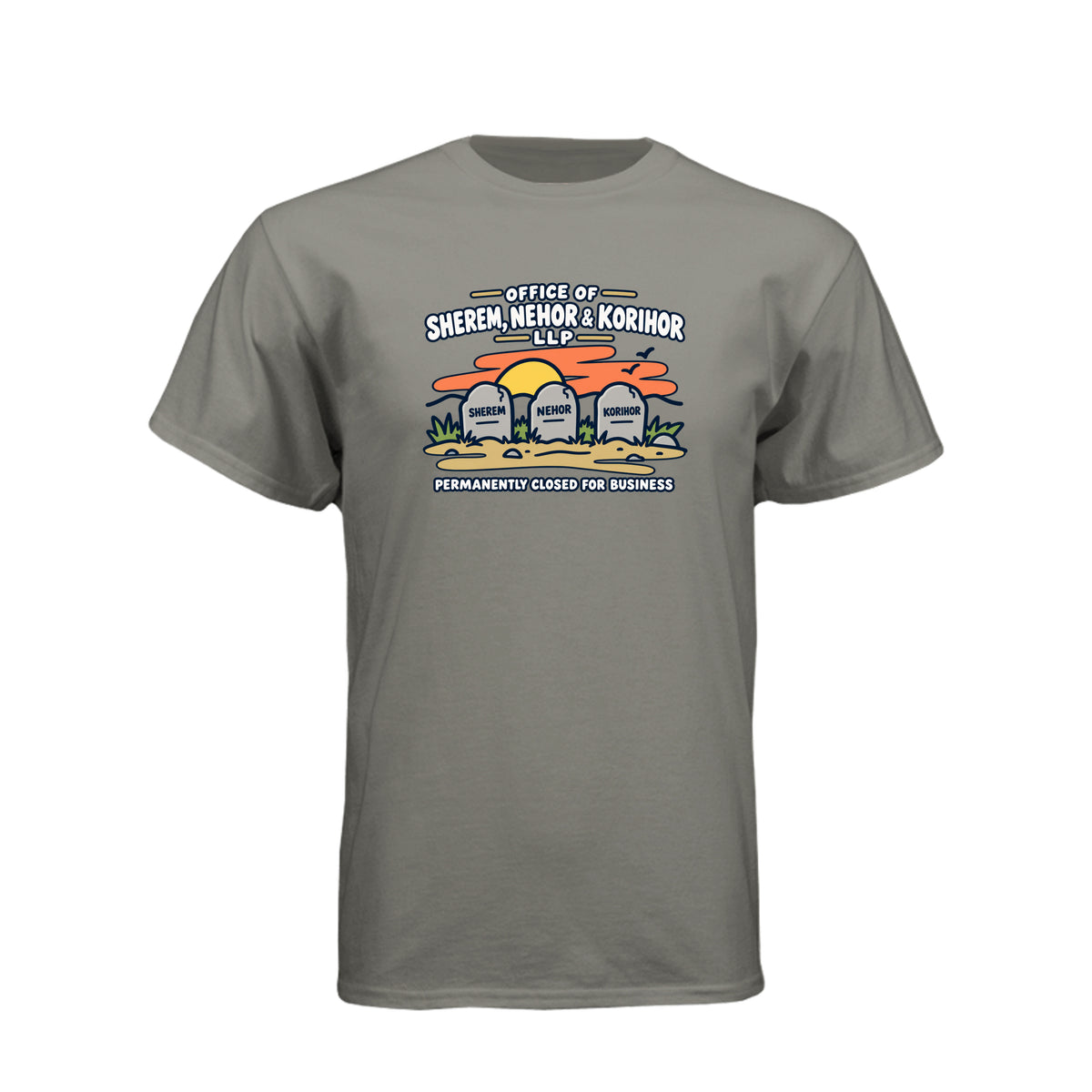 Sherem Nehor Korihor Closed LDS t-shirt featuring Book of Mormon anti-Christ humor about false teachings - product view 15