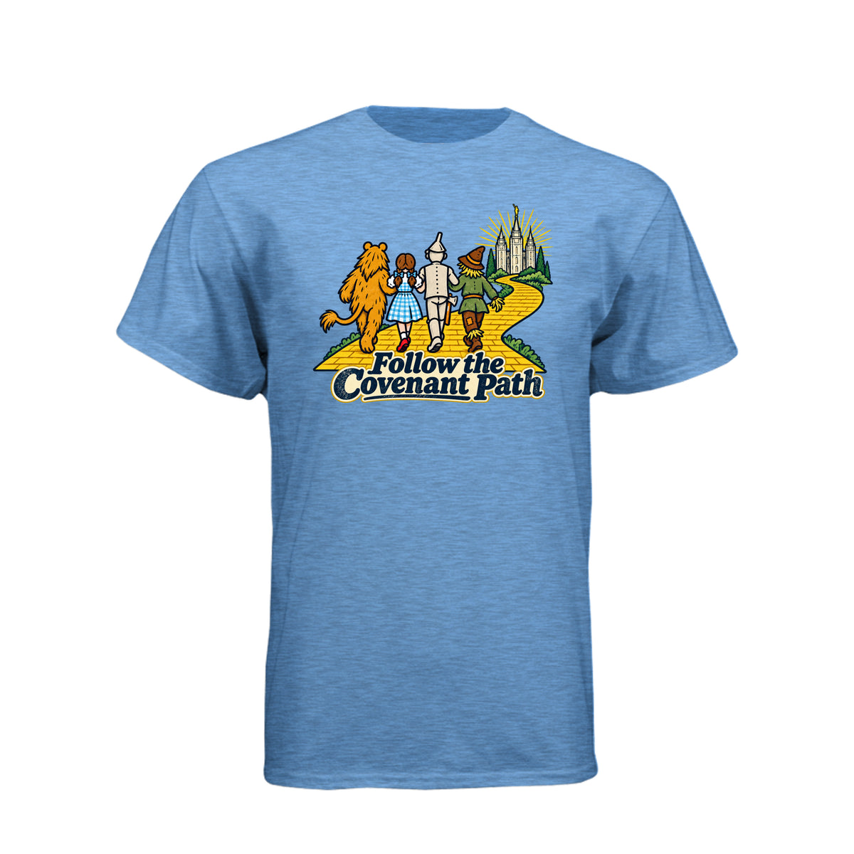 Follow The Covenant Path LDS t-shirt featuring inspirational message about covenant discipleship - product view 2