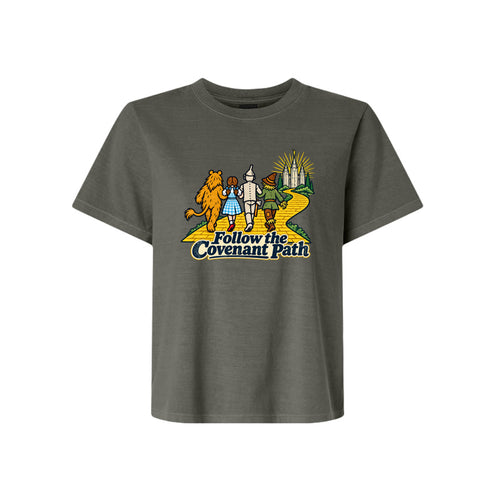 Follow The Covenant Path LDS t-shirt featuring inspirational message about covenant discipleship