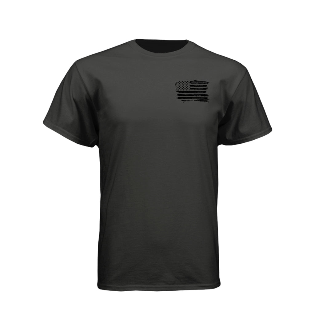 Captain Moroni Title of Liberty LDS t-shirt featuring Book of Mormon warrior and the title of liberty flag - product view 5