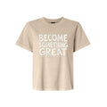 Become Something Great LDS t-shirt with inspirational message about starting small and staying faithful - product view 2