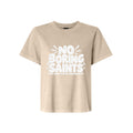No Boring Saints LDS t-shirt featuring message about living faith with personality and joy - product view 2