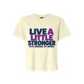 Live A Little Stronger LDS t-shirt featuring faith courage and joy message with motivational design - product view 2