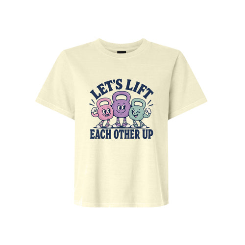 Let's Lift Each Other Up LDS t-shirt featuring message of encouragement and lifting others in faith - product view 2