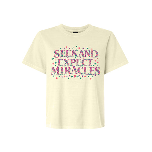 President Russell M. Nelson Seek and Expect Miracles LDS t-shirt featuring prophet and miracle message - product view 2