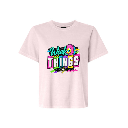 Weak Things Retro Gym LDS t-shirt featuring vintage gym style and faith strength message