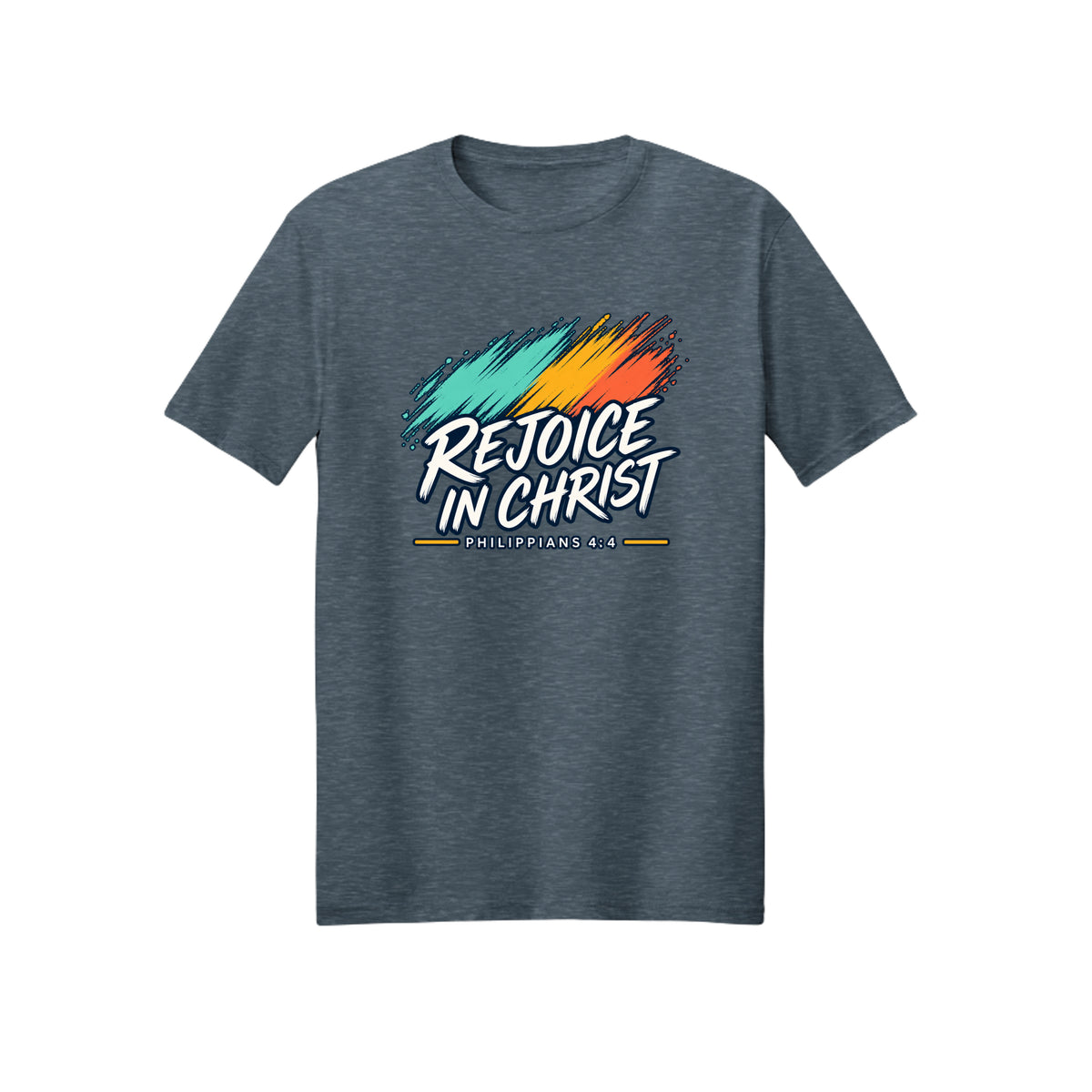 Brush Stroke Rejoice in Christ shirt in Dark Heather