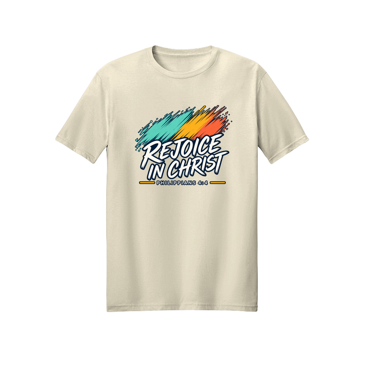 Brush Stroke Rejoice in Christ shirt in Off White