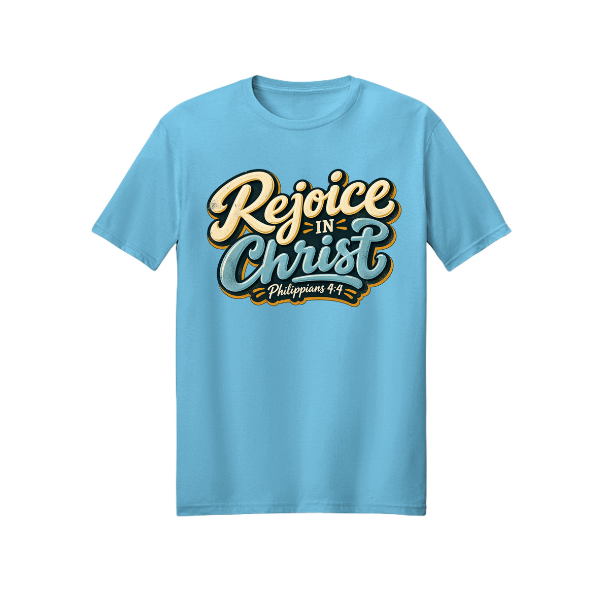 Vintage Badge Rejoice in Christ shirt in Sky