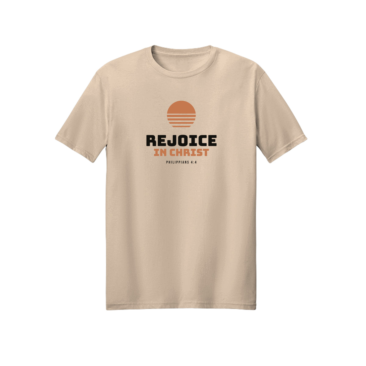 Retro Sun Rejoice in Christ shirt in Natural