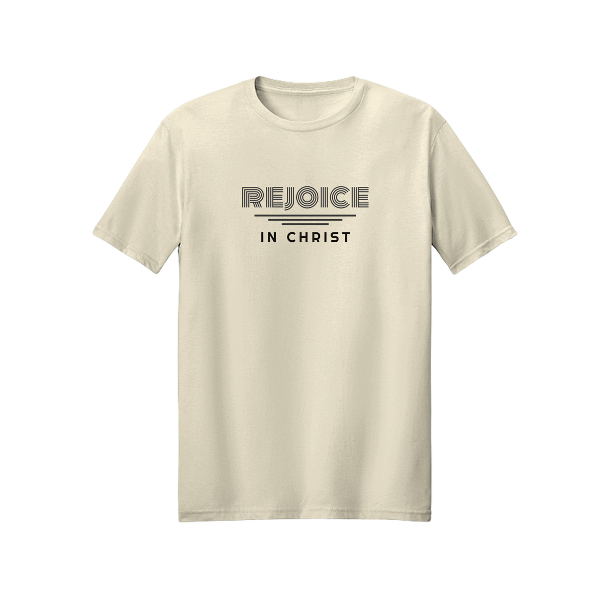 Small Retro Rejoice in Christ shirt in Off White