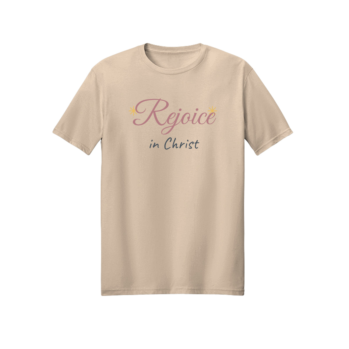 Sunlit Script Rejoice in Christ shirt in Natural