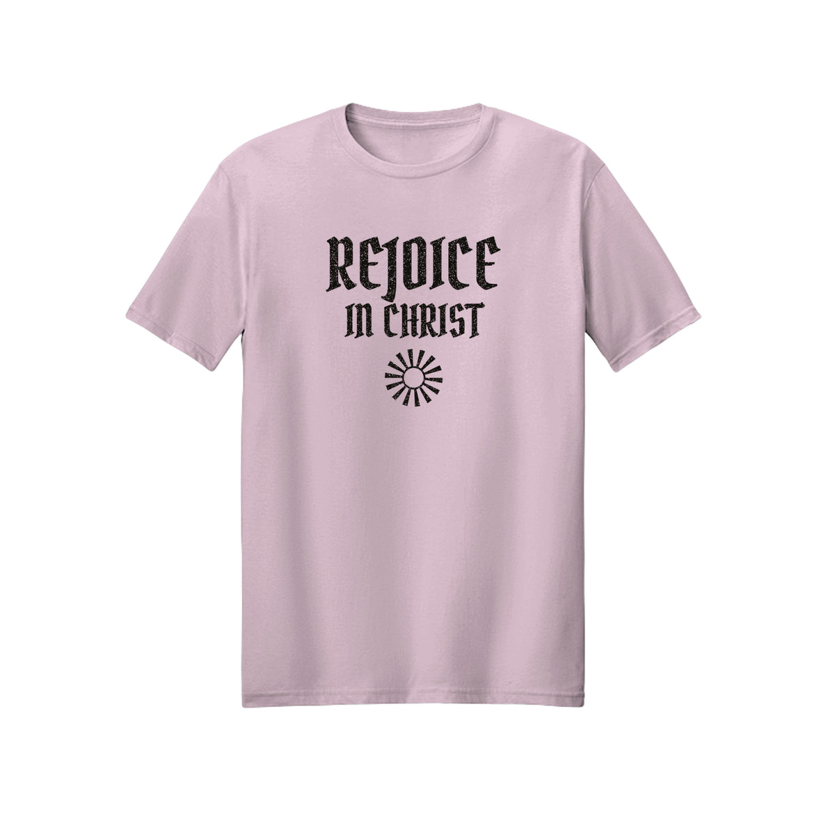 Gothic Rejoice in Christ shirt in Light Pink