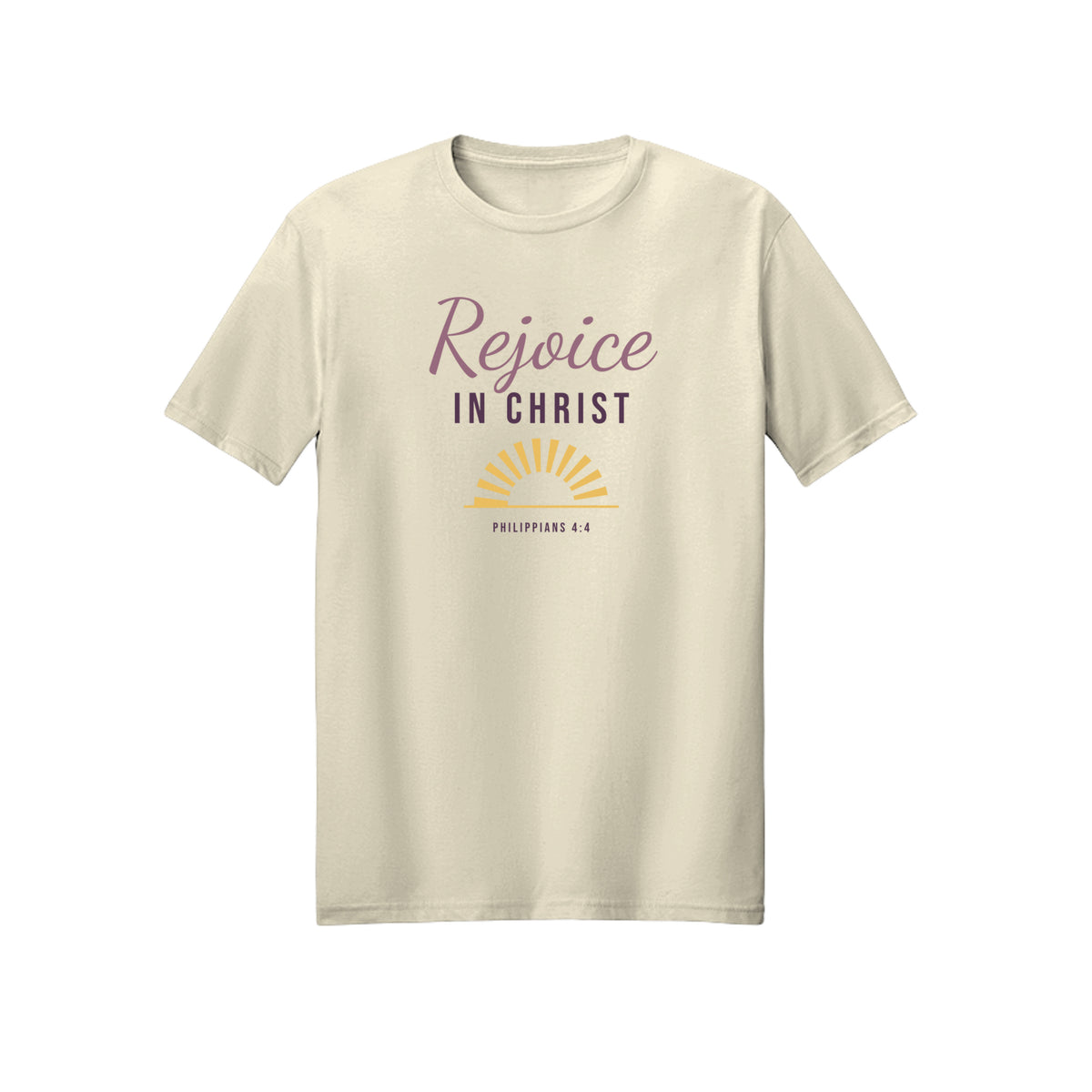 Sunrise Script Rejoice in Christ shirt in Off White
