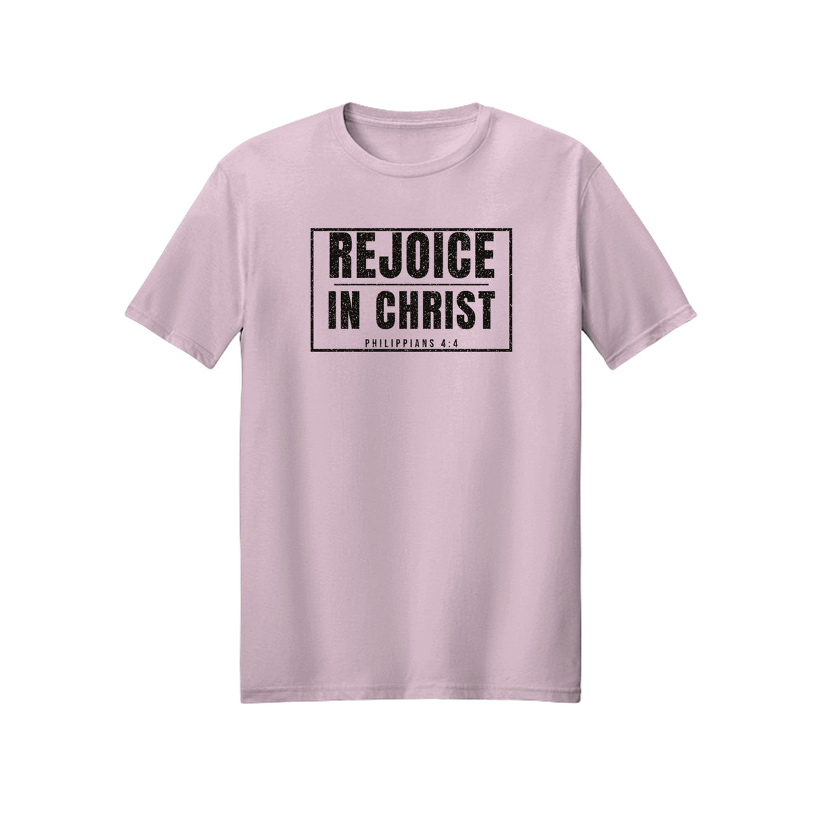 Boxed Rejoice in Christ shirt in Light Pink
