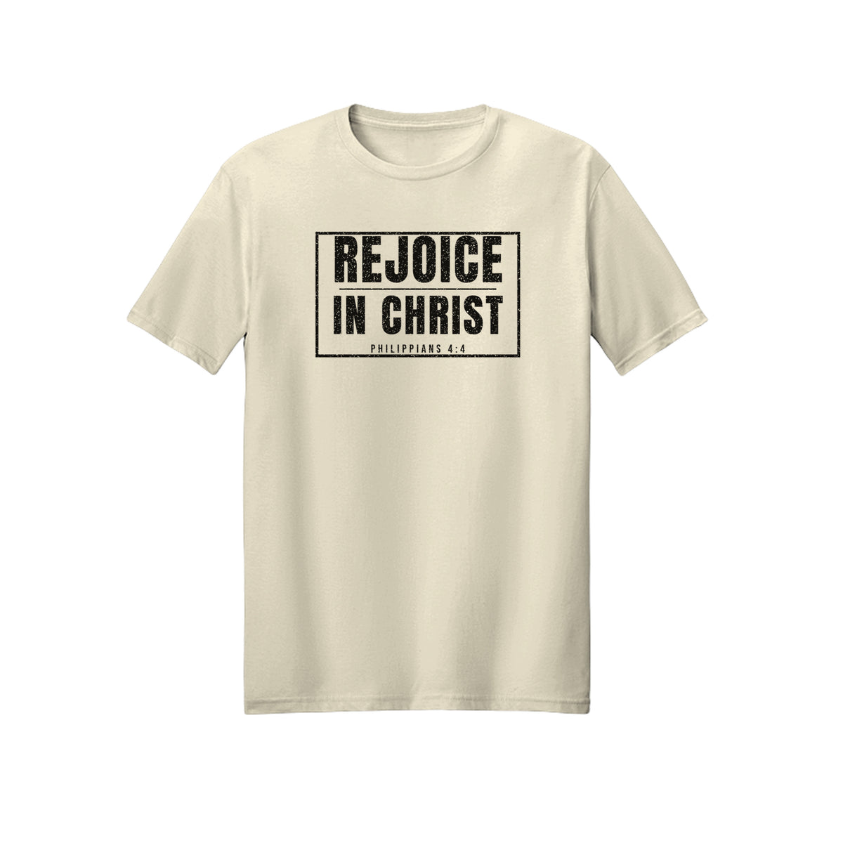 Boxed Rejoice in Christ shirt in Off White