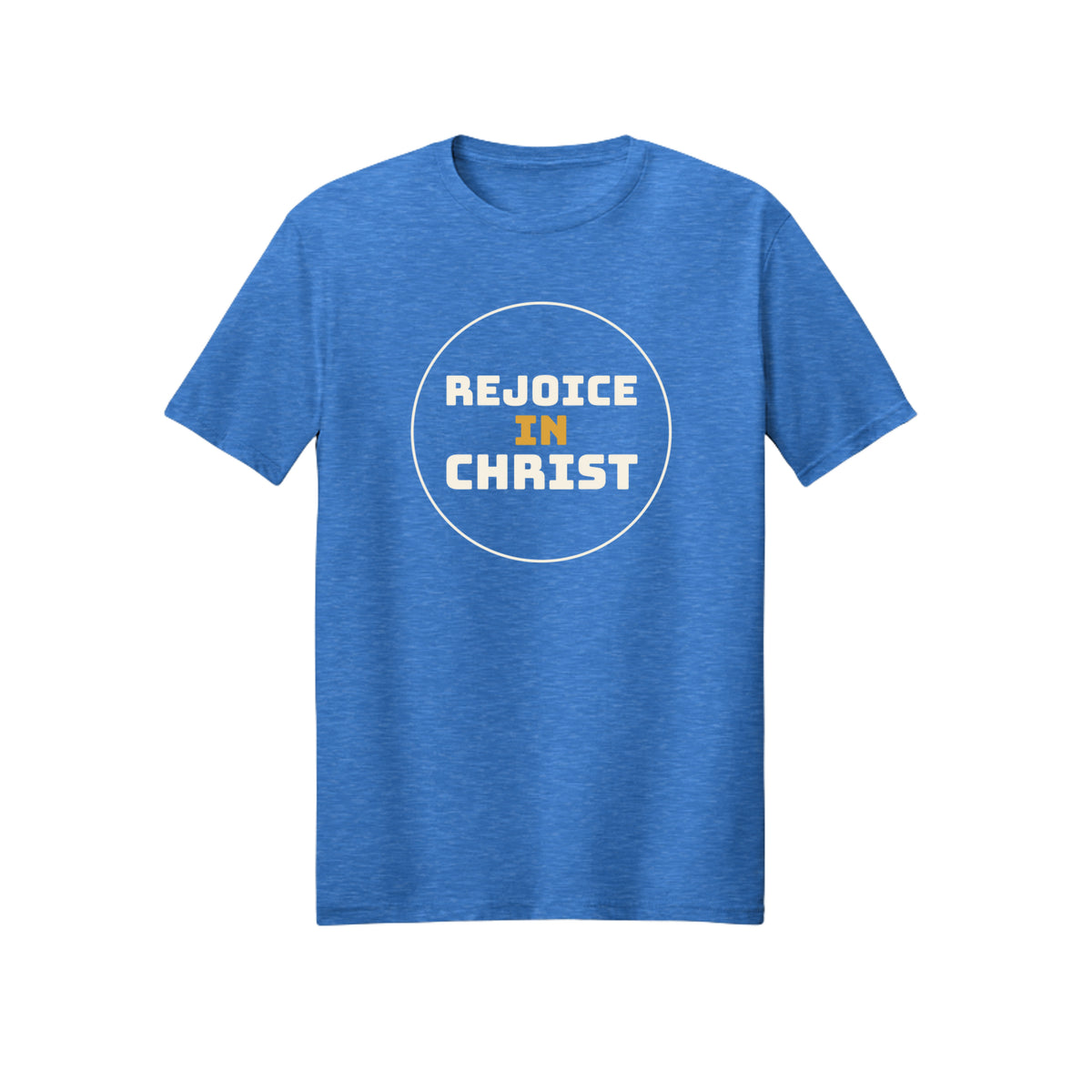Circular Rejoice in Christ shirt in Heather Royal