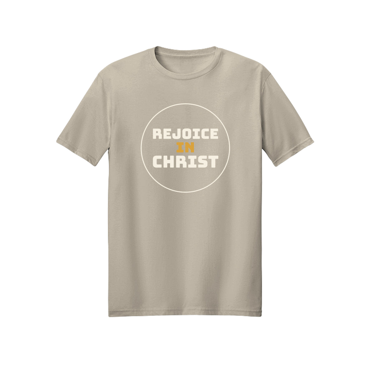 Circular Rejoice in Christ shirt in Sand