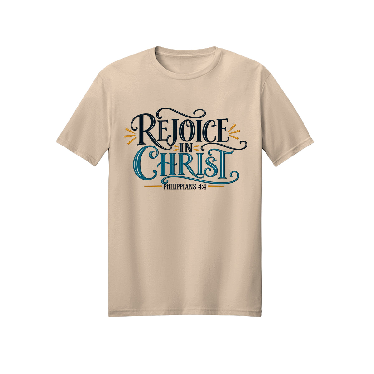 Ornate Rejoice in Christ shirt in Natural