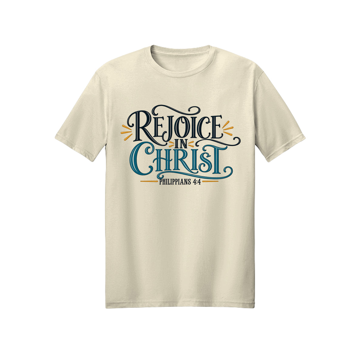 Ornate Rejoice in Christ shirt in Off White