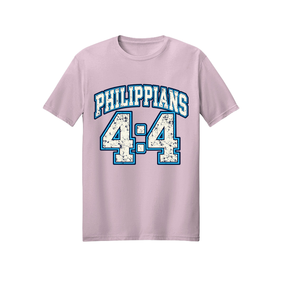 Philippians 4:4 Collegiate Rejoice in Christ shirt in Light Pink