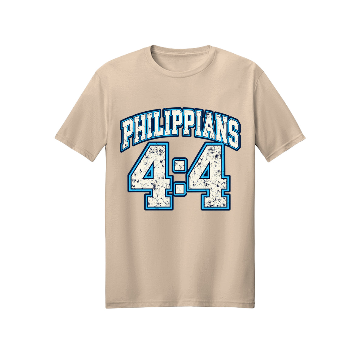 Philippians 4:4 Collegiate Rejoice in Christ shirt in Natural