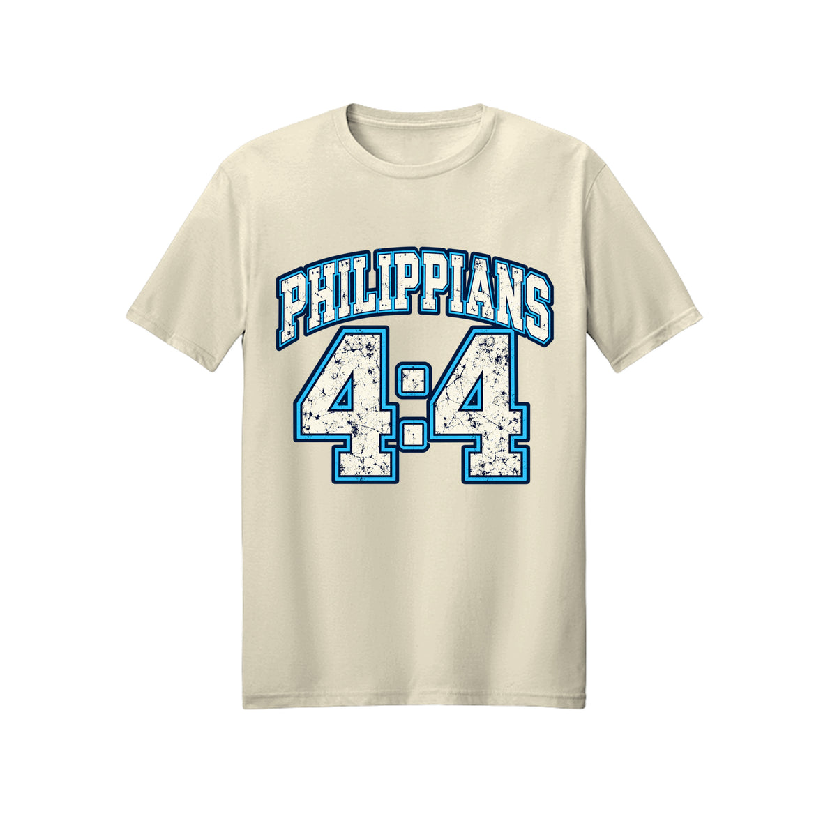 Philippians 4:4 Collegiate Rejoice in Christ shirt in Off White