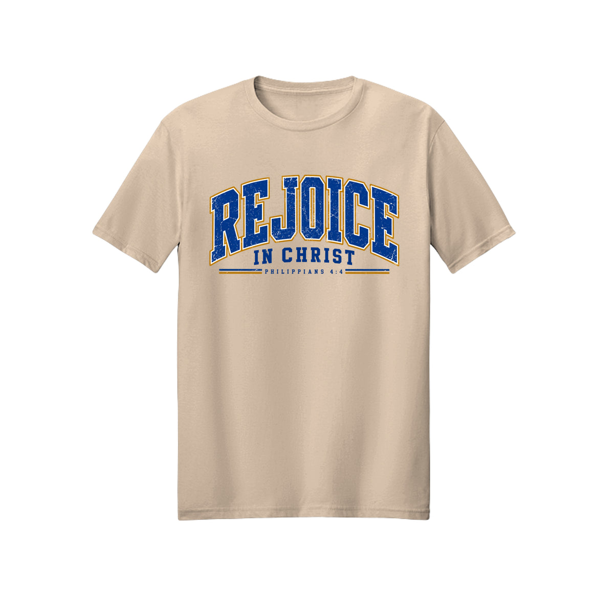 Collegiate Rejoice in Christ shirt in Natural