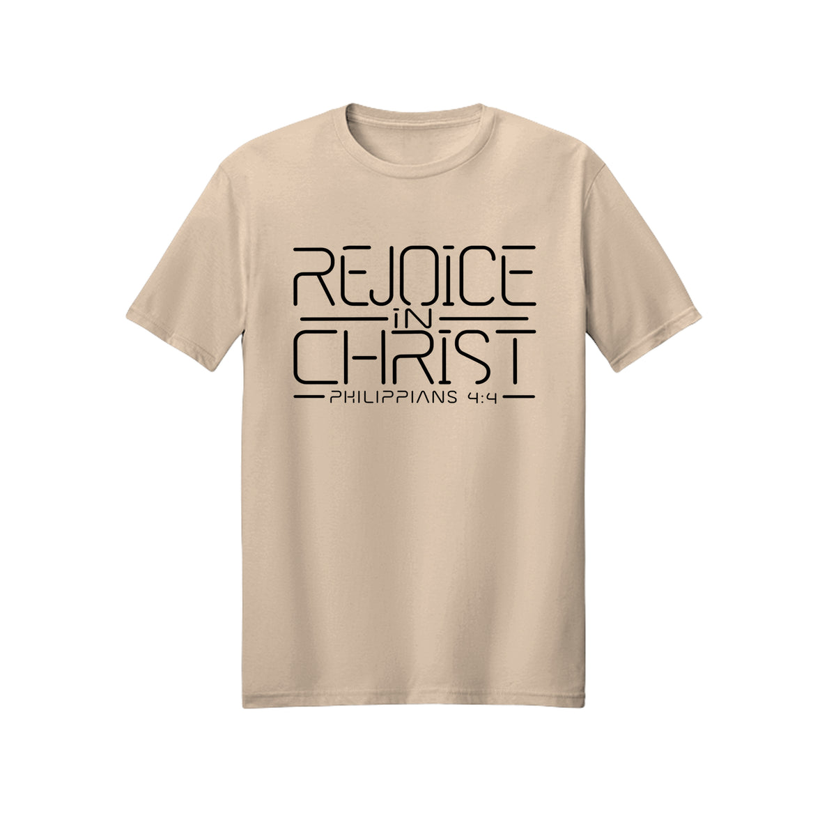 Dark Modern Line Rejoice in Christ shirt in Natural