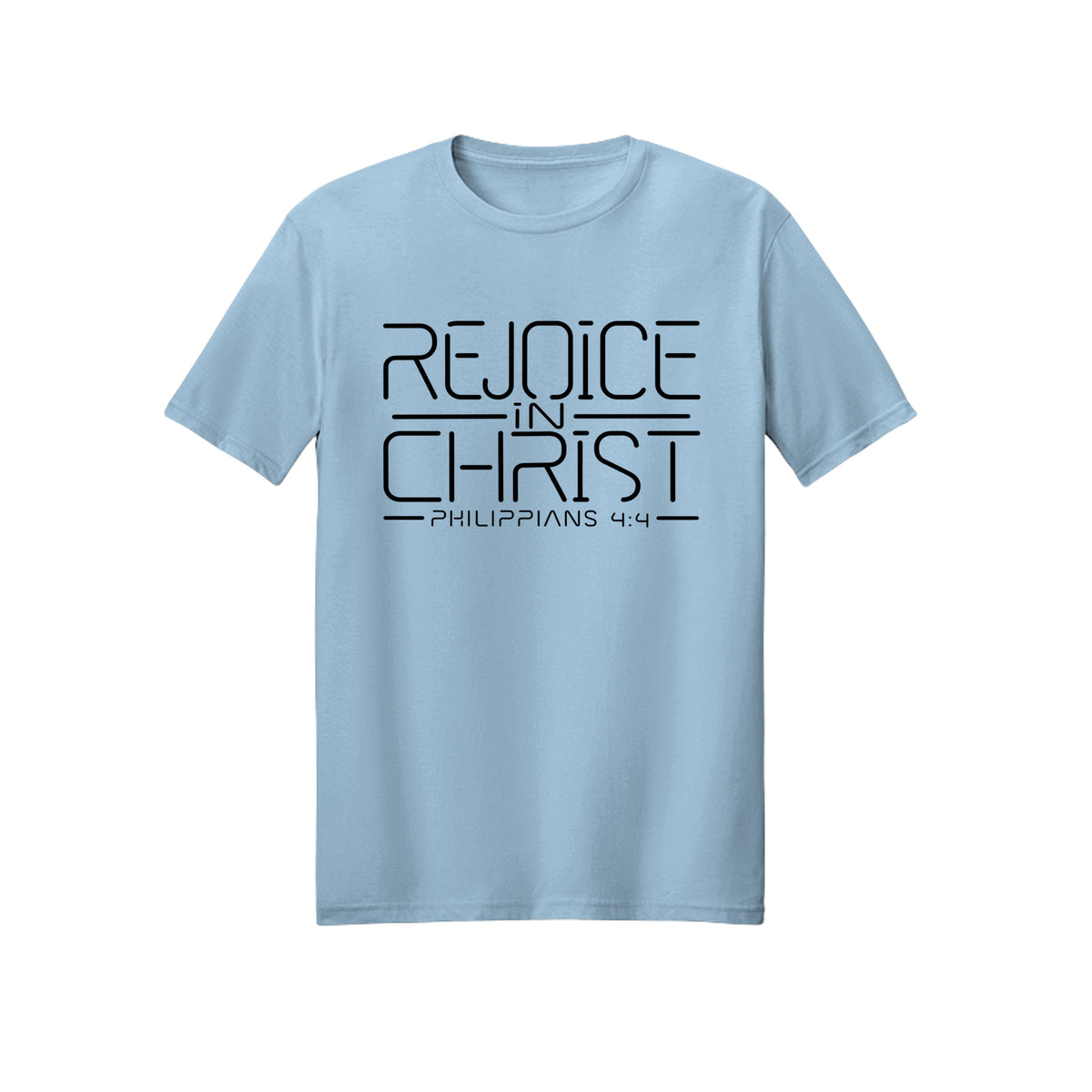 Dark Modern Line Rejoice in Christ shirt in Light Blue