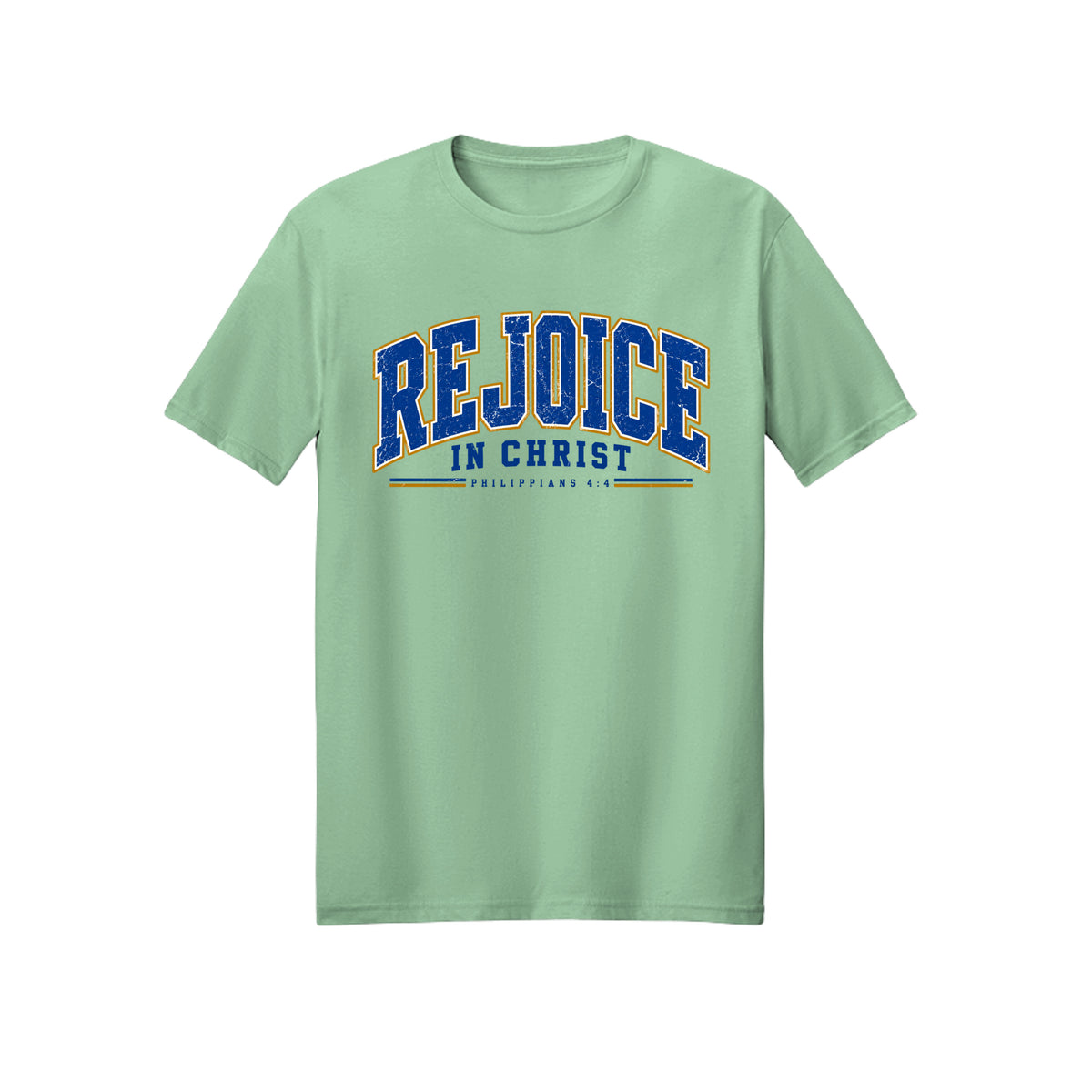 Collegiate Rejoice in Christ shirt in Mint Green