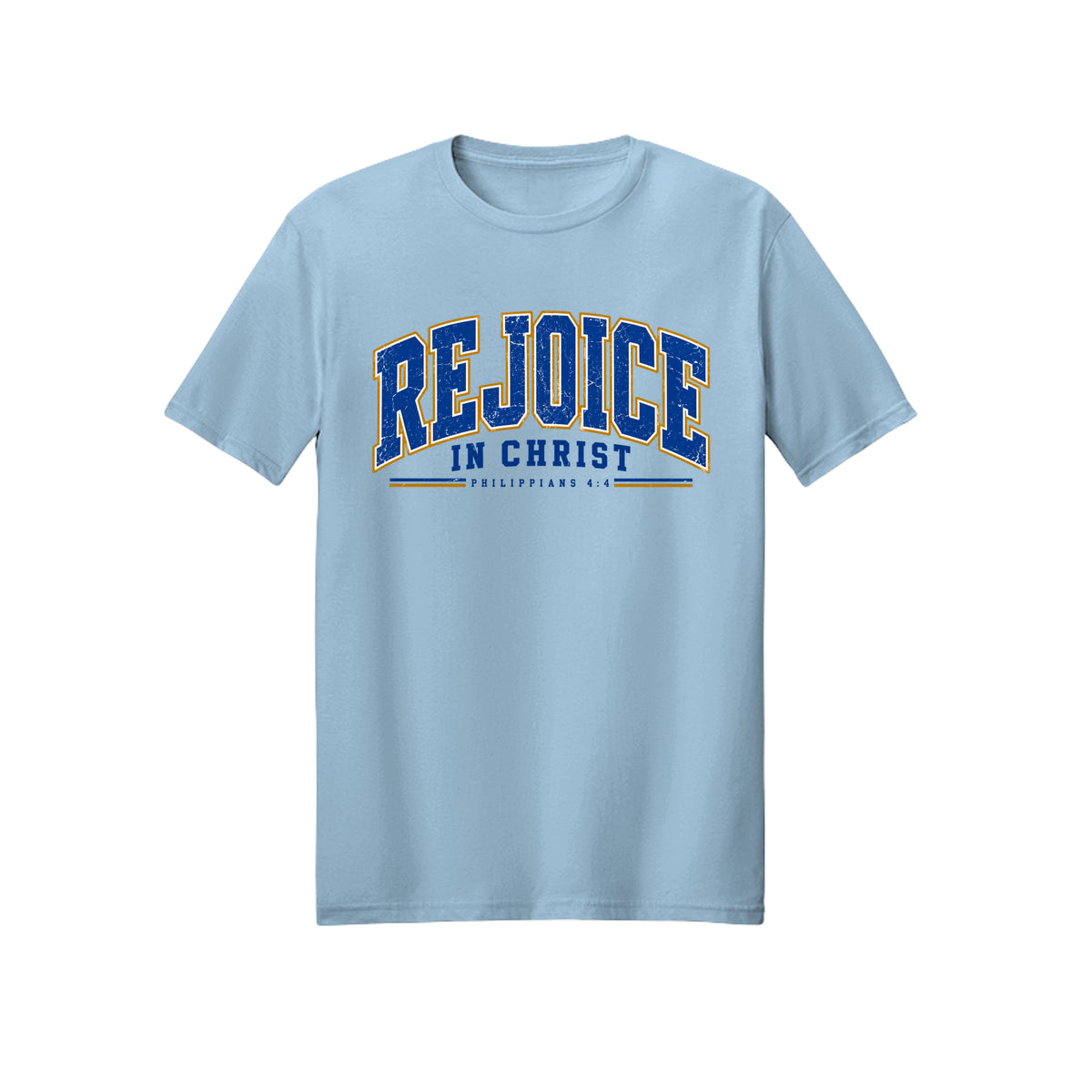 Collegiate Rejoice in Christ shirt in Light Blue
