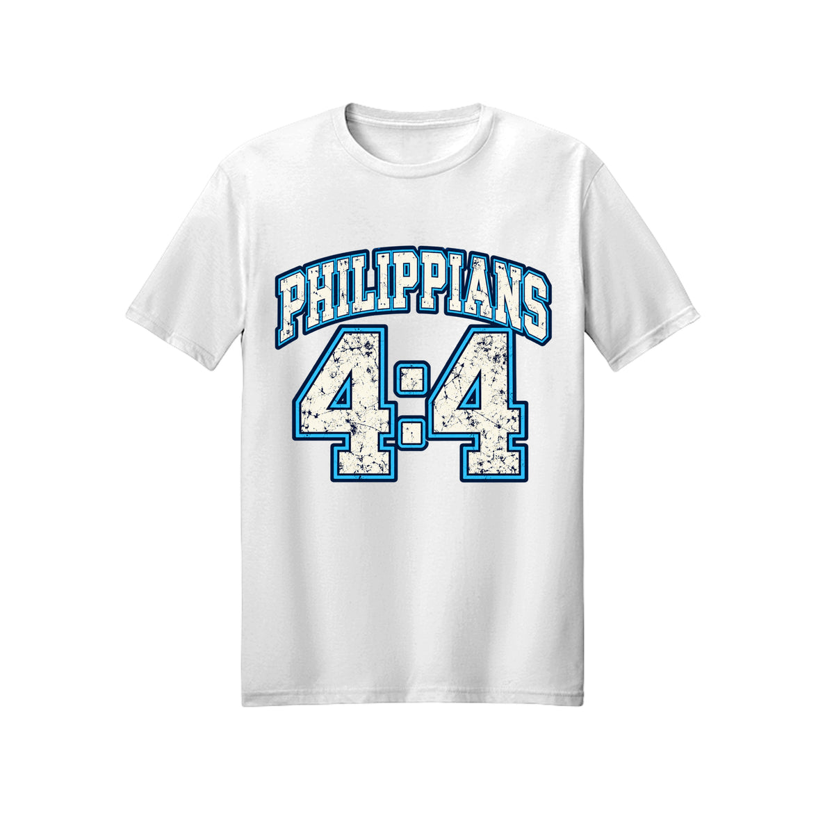 Philippians 4:4 Collegiate Rejoice in Christ shirt in White