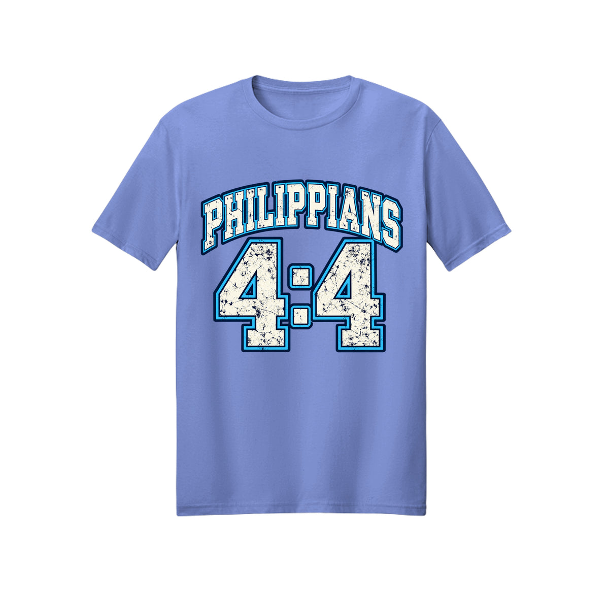 Philippians 4:4 Collegiate Rejoice in Christ shirt in Violet