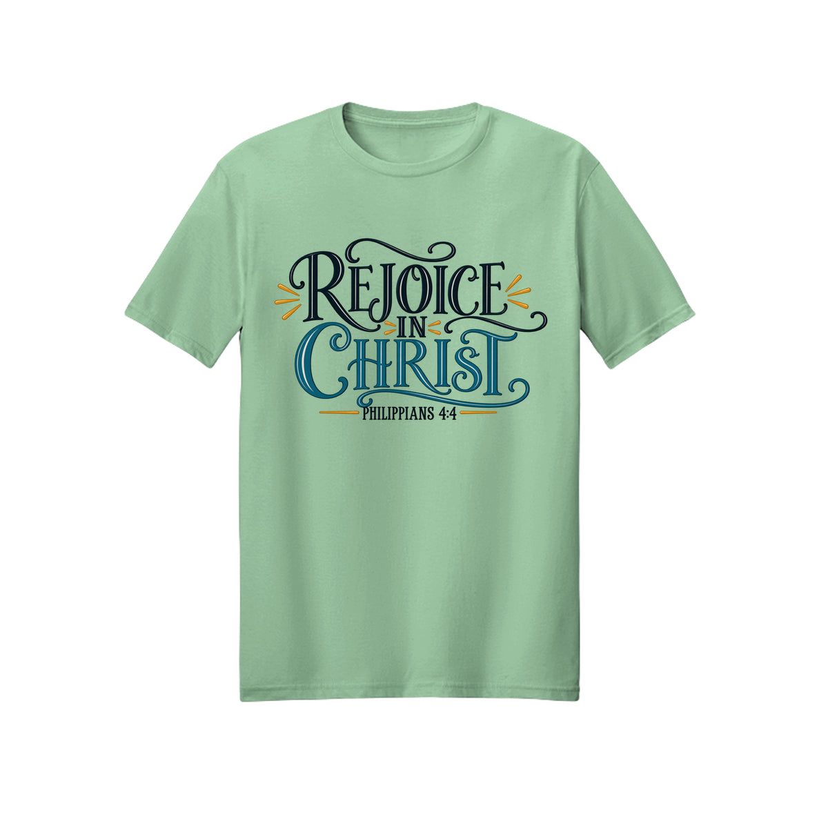 Ornate Rejoice in Christ shirt in Mint Green