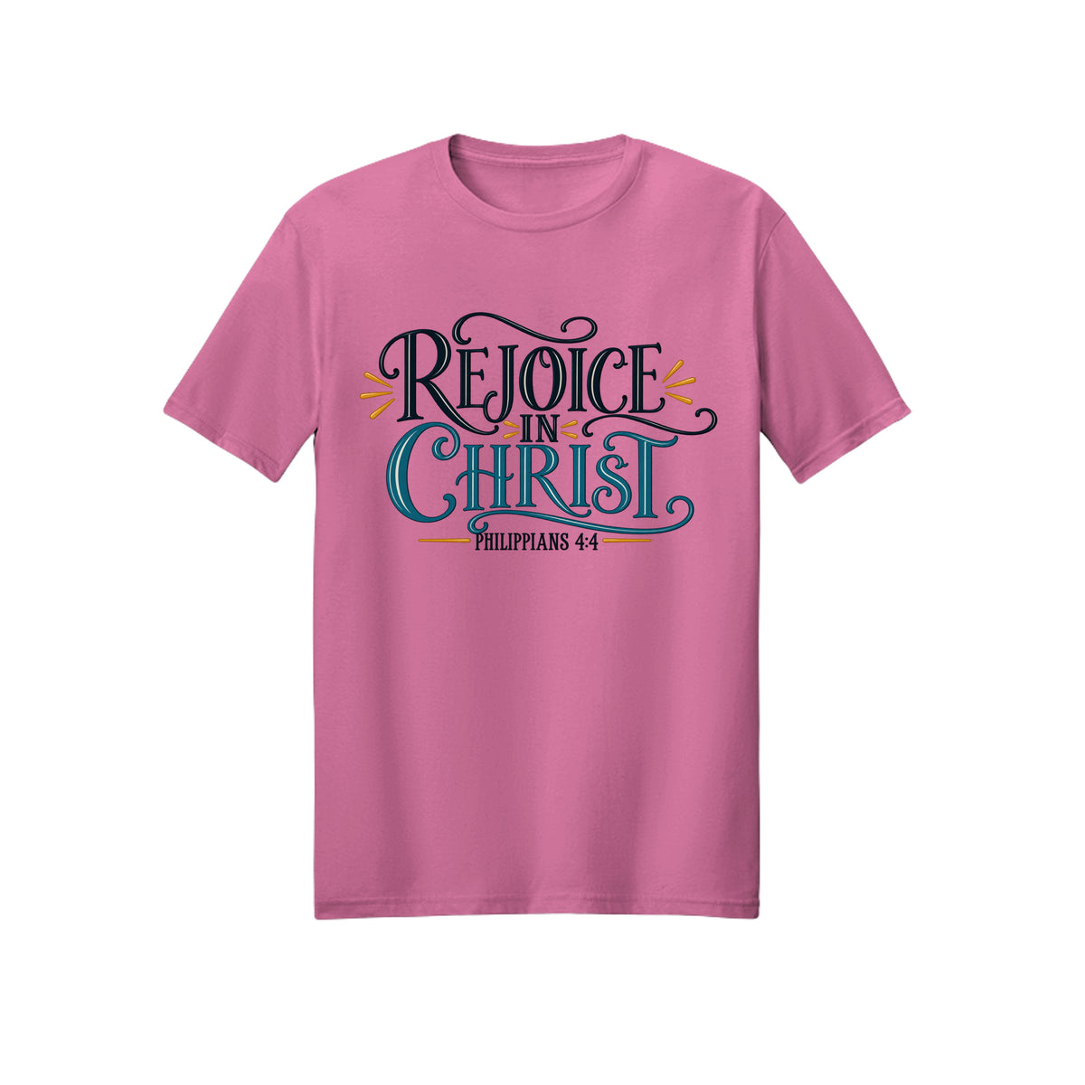 Ornate Rejoice in Christ shirt in Azalea