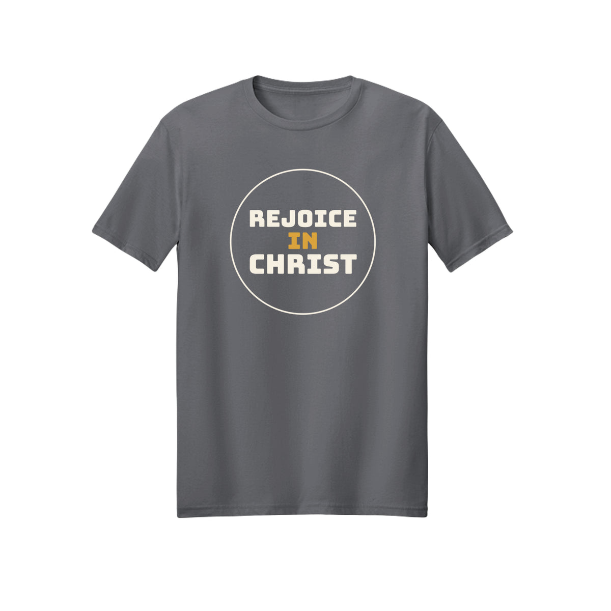 Circular Rejoice in Christ shirt in Charcoal