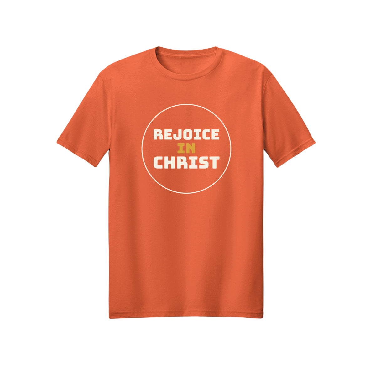 Circular Rejoice in Christ shirt in Orange