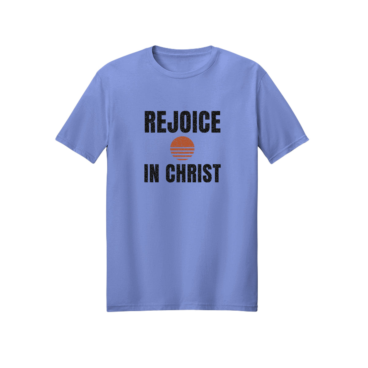 Retro Sun Badge Rejoice in Christ shirt in Violet