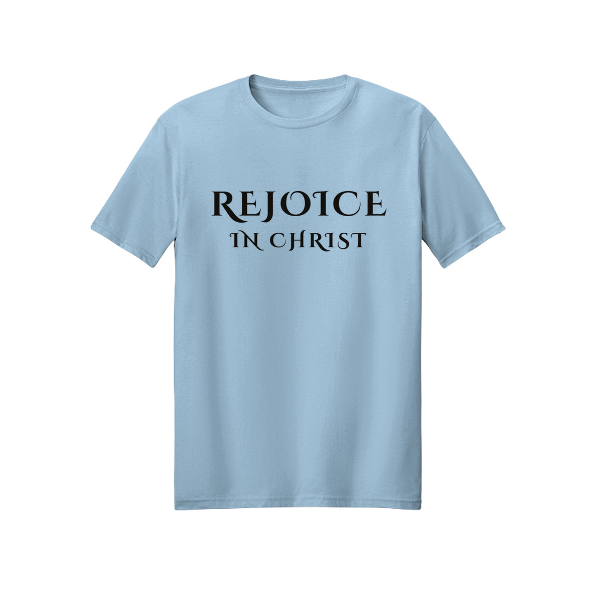 Classic Small Rejoice in Christ shirt in Light Blue