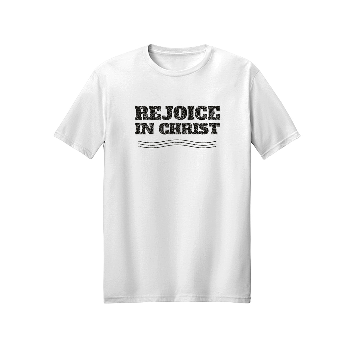 Vintage Wave Rejoice in Christ shirt — 2027 LDS youth theme design, Philippians 4:4 in White