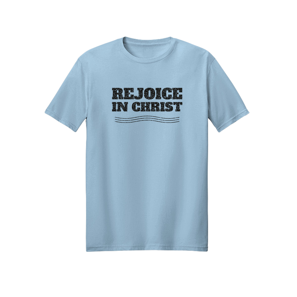 Vintage Wave Rejoice in Christ shirt in Light Blue